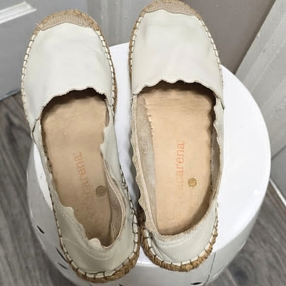 Macarena Beige Slip on Leather Espadrilles Size 8🌴 - Picture 2 of 8